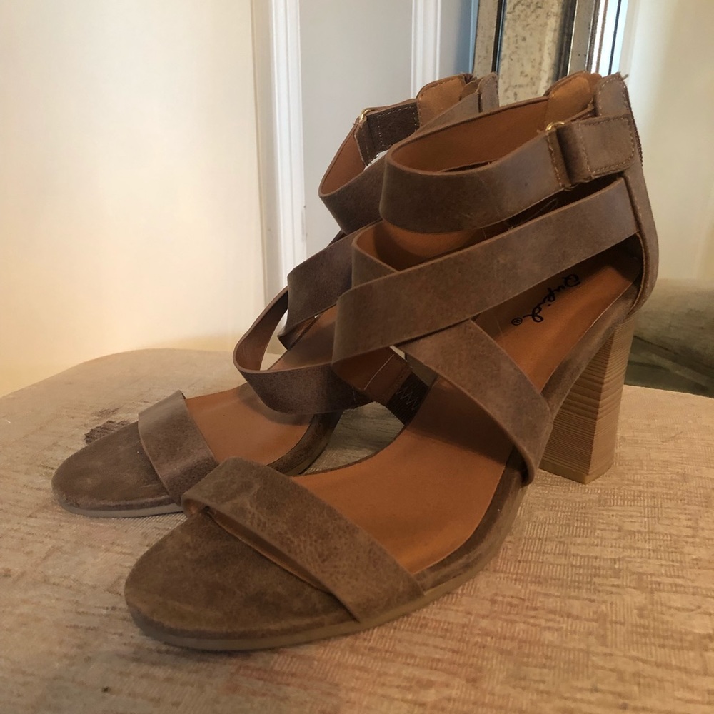 Brown Suede Strappy Heels